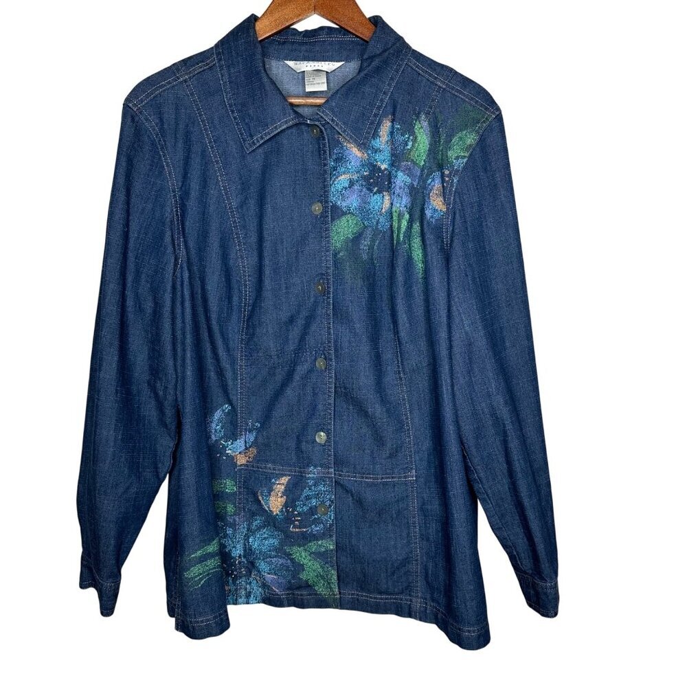 Napa Valley Floral Denim Jacket Sz 1X‎
